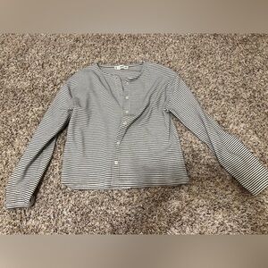 Mango Black and White Striped Top XS